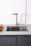 Bar Balcony Concealed Small Sink with Drainboard, Single Basin with Cover Plate, Hidden Island Mini Vegetable Washing Basin